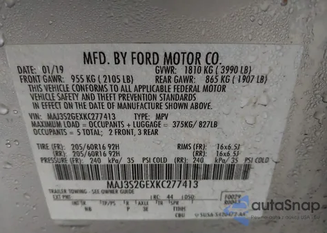 2019 Ford Ecosport Se from USA, damaged, VIN MAJ3S2GEXKC277413